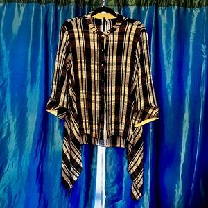 IC By CONNIE K Womens Artsy Black & White Textured Geometric Top